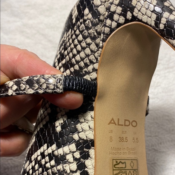Aldo Snakeskin Patterned Black and Cream Heels with Stiletto Design Chic City - Picture 7 of 12